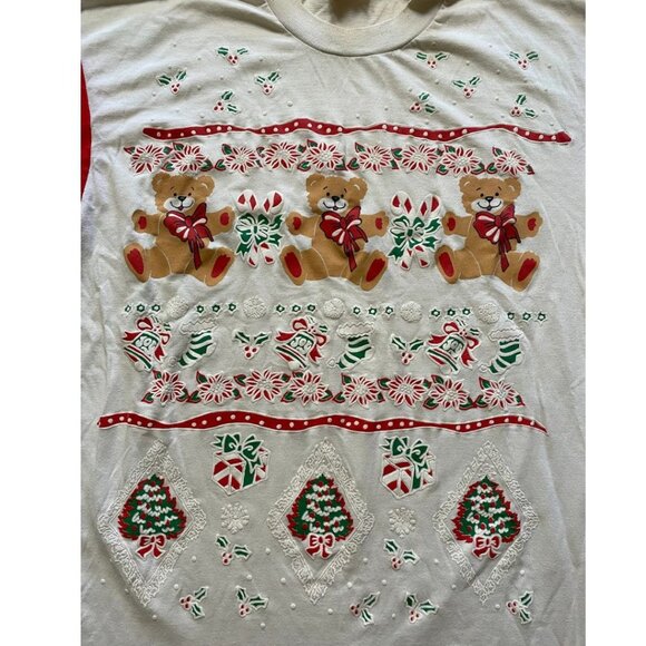 Ladies Christmas Sleep Shirt Gown Puffy Xmas Holiday Cozy Size Large Bears 1990s - Picture 3 of 10